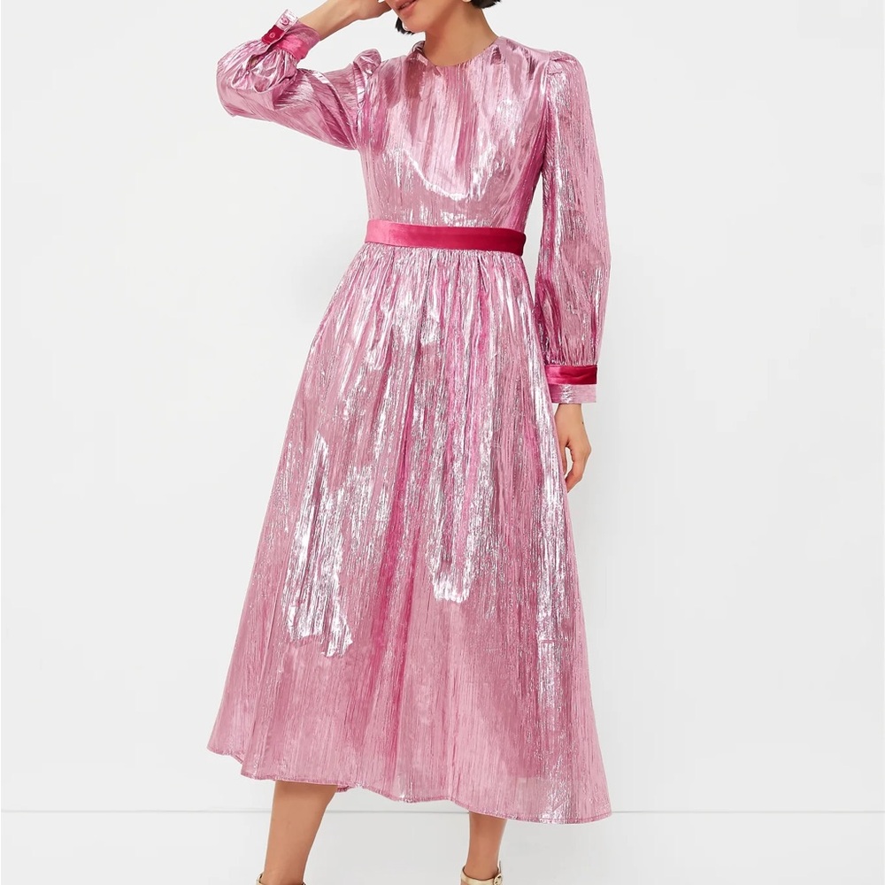 Elegant Pink Metallic Women's Dress